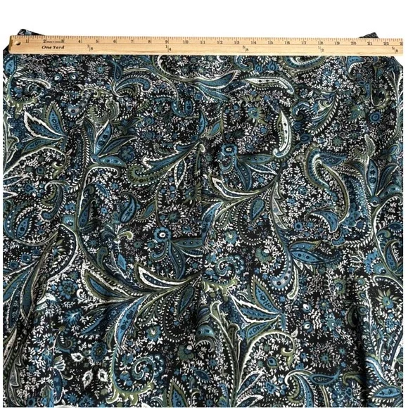 Womens 22W Paisley Midi Skirt Blue Green Black A-Line Flare Bohemian Y2K - Picture 6 of 7